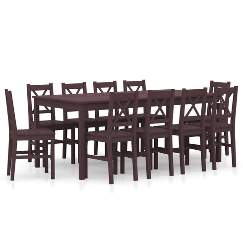 Maison Madeleine -  11 Piece Dining Set Pinewood Dark Brown